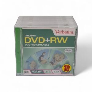 10 Pack Verbatim DataLifePlus DVD+RW REWRITABLE 4.7GB 120 Min Discs New Sealed I